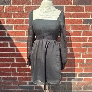 Altar'd State Black Sheer Long Sleeve Dress   PM5